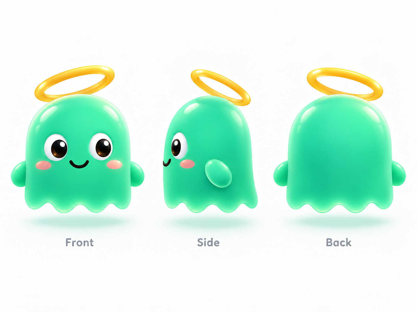 HOLO IP 三视图，包含正面 Front、侧面 Side、背面 Back